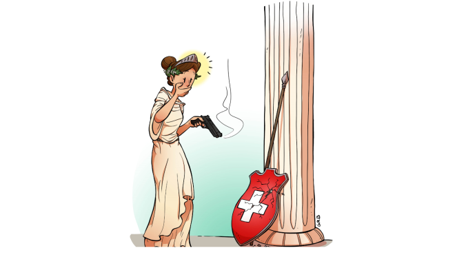 Dame Helvetia a tiré sur l'écussion suisse