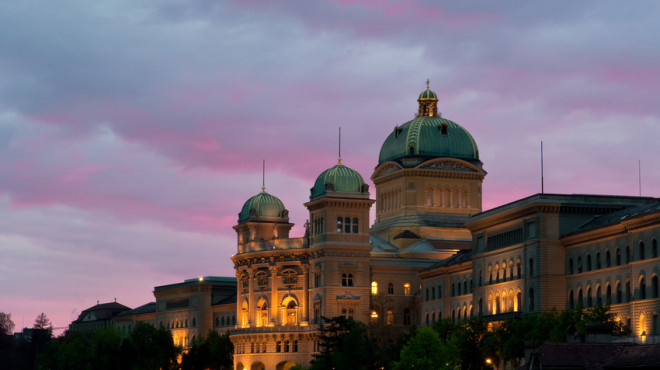 Le Palais fédéral au coucher du soleil