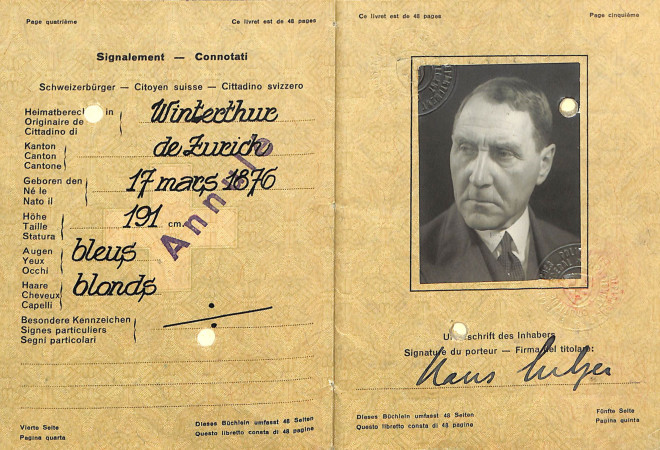 Foto Reisepass Hans Sulzer